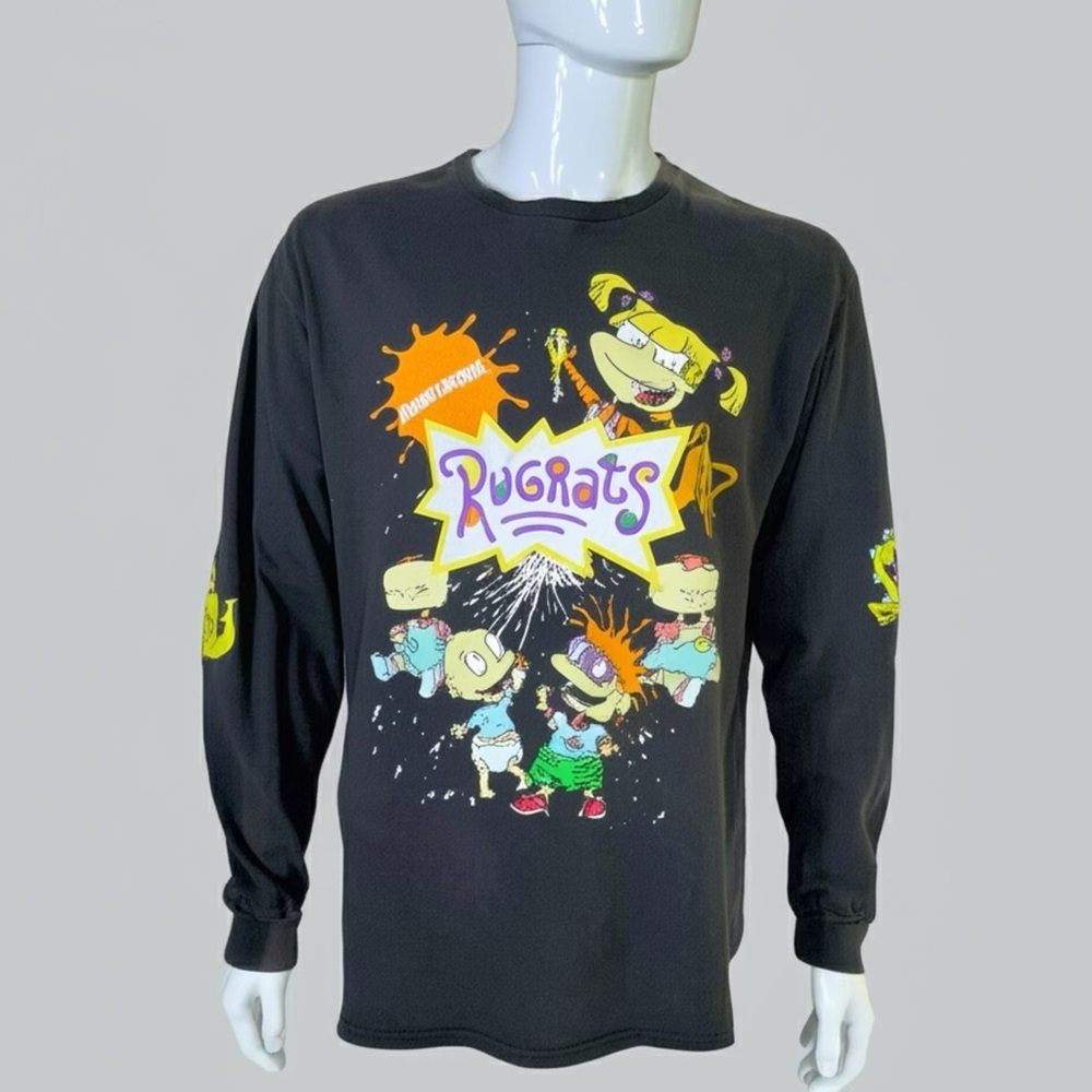 Nickelodeon Rugrats Naturally Sun Faded Black Distressed Long Sleeve Tee